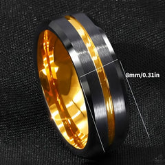 Elegant Men's Black Brushed Ring with Hypoallergenic Stainless Steel - Enhance Spiritual Energy & Attract Wealth
