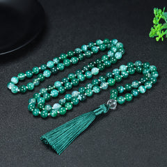 Natural Agate Mala Necklace - 108 Beads for Spiritual Healing & Daily Wear