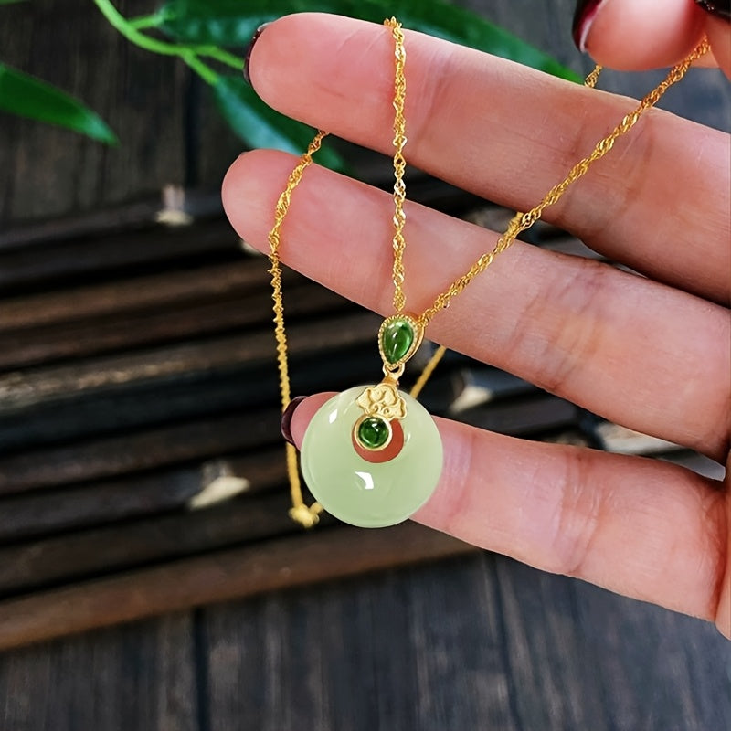 White Safety Buckle Pendant Necklace - Ruyi Lock Design for Harmony & Prosperity