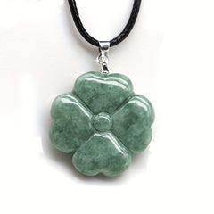 Natural Green Aventurine Four-Leaf Clover Pendant Necklace - Luck, Harmony & Spiritual Balance Amulet