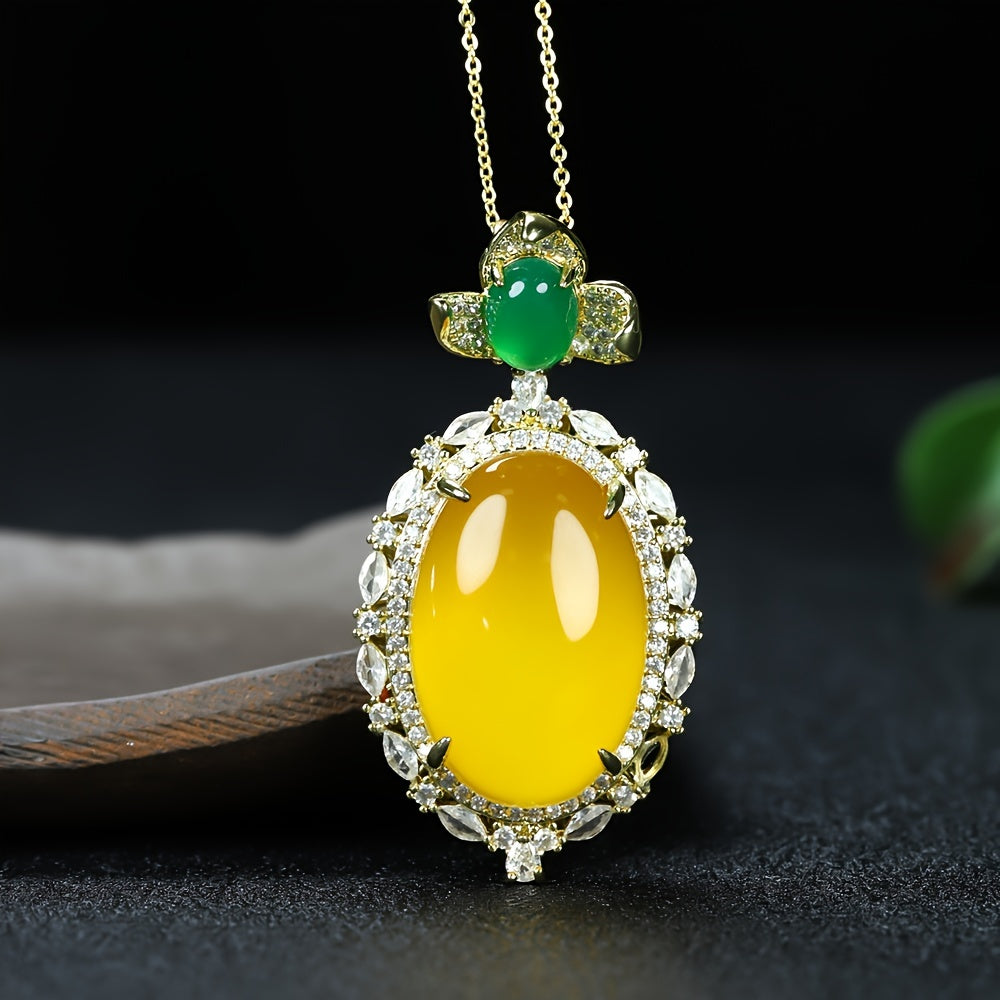 Casual Style Yellow Chalcedony Pendant for Mental Clarity, Positive Energy and Elegant Casual Wear