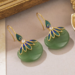 Green Copper Peacock Earrings Sexy Dangle Festival Jewelry with Mind-Body-Spirit Balance