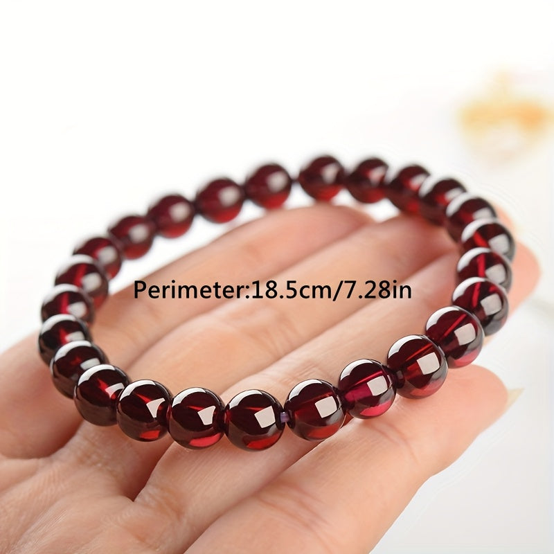 Red & Clear Beaded Bracelet - Bohemian Style with Synthetic Garnet for Valentine’s Day