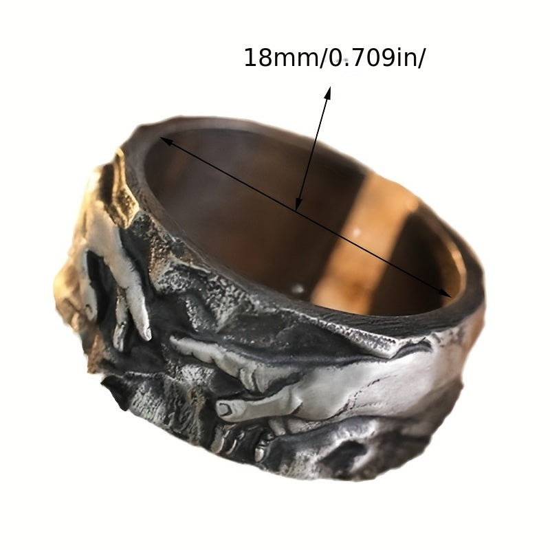 God's Hand" Vintage Art Men's Ring - Spiritual Protection & Grounding Energy Jewelry