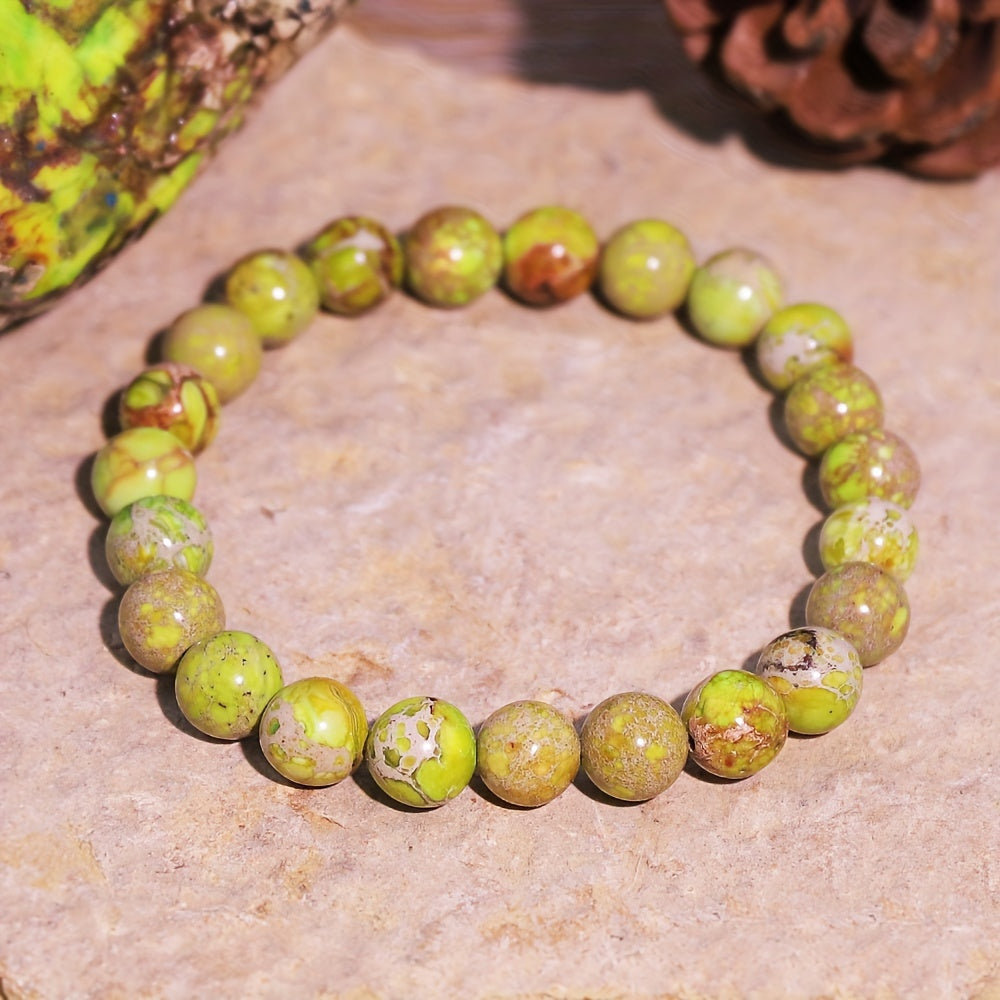 Elegant Purple Flower & Imperial Jasper Bracelet - Natural Stone Energy for Casual & Special Occasions