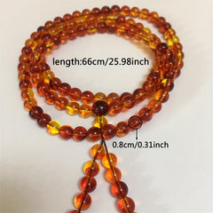 108-Bead Natural Amber Bracelet - Bohemian Vintage Style for Daily Wear & Formal Events