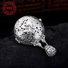 Elegant Vintage-Inspired 925 Sterling Silver Pendant with Green Zirconia - Protection, Abundance & Spiritual Harmony
