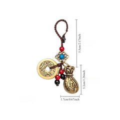 Vintage Brass Prosperity Keychain — Wealth, Protection & Positive Energy Talisman