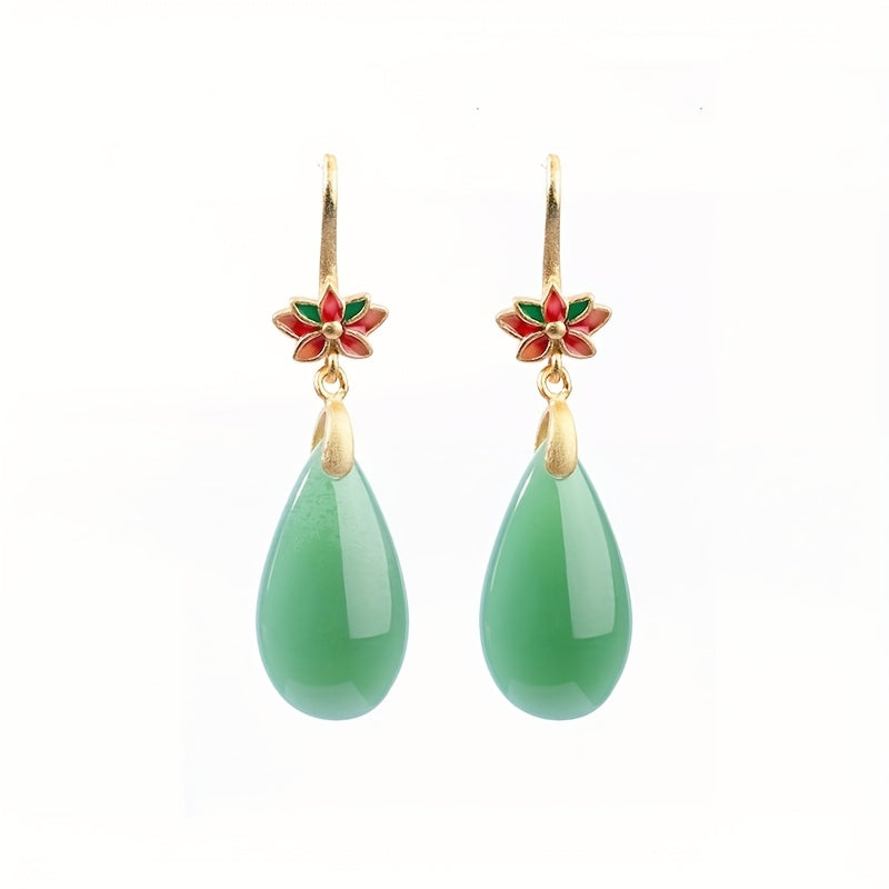 Green  Long Hook Earrings - Harmonious Energy for Daily & Vacation Wear
