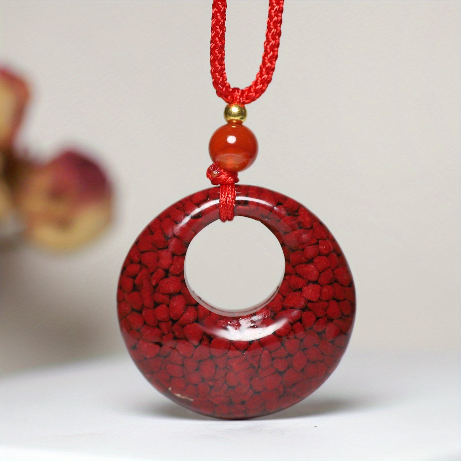 Red Sand Princess Knot Pendant Necklace - Unisex Beaded Charm for Good Luck & Professional Success