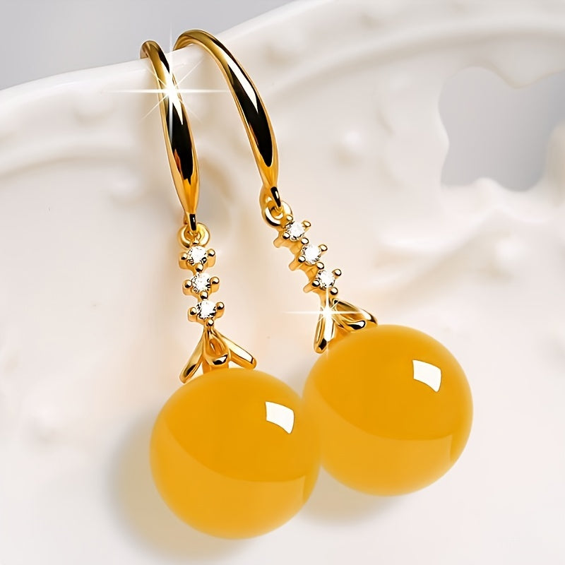 Golden Agate Dangle Earrings: Chinese Court Style for Spiritual Harmony & Everyday Elegance