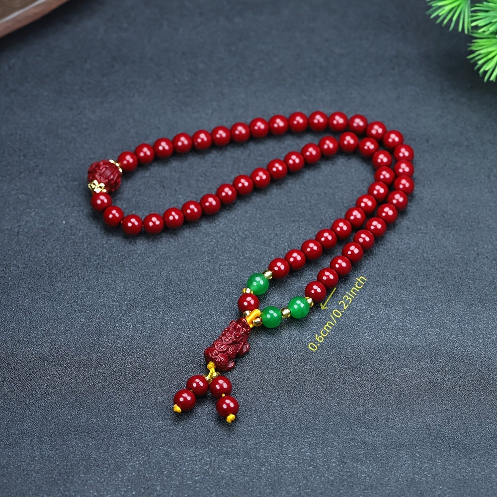 Cinnabar Pixiu & Tassel Bracelet for Wealth, Protection & Good Fortune Cinnabar Jewelry, Pixiu And Tassel Bracelet Unisex