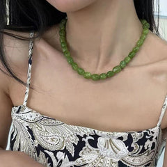 Women's Elegant Green Peridot Necklace - Year-Round Neutral Color for Inner Peace & Spiritual Growth
