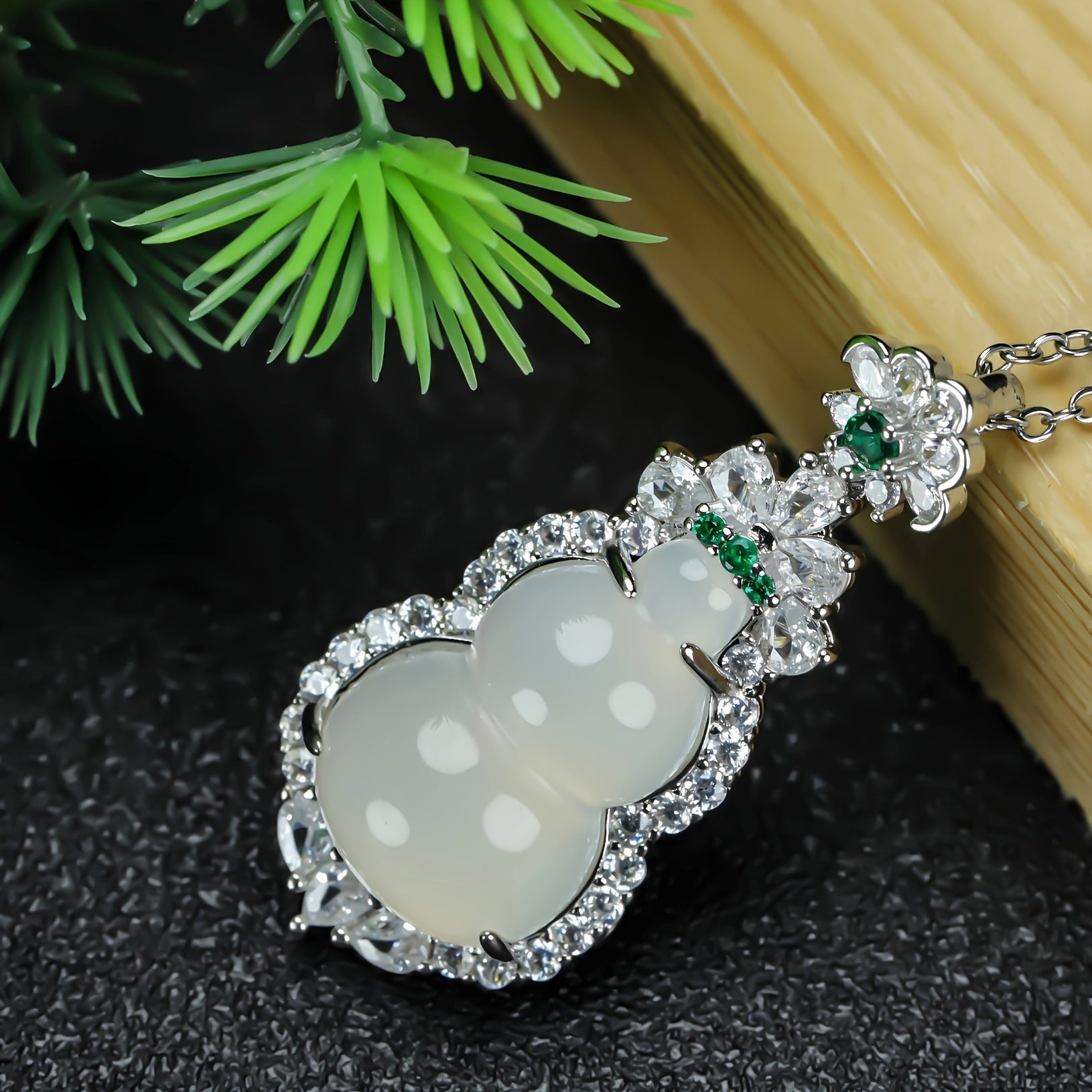 Elegant High-Ice Transparent Gourd Pendant Necklace for Women with Calming Energy & Spiritual Protection