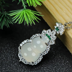 Elegant High-Ice Transparent Gourd Pendant Necklace for Women with Calming Energy & Spiritual Protection