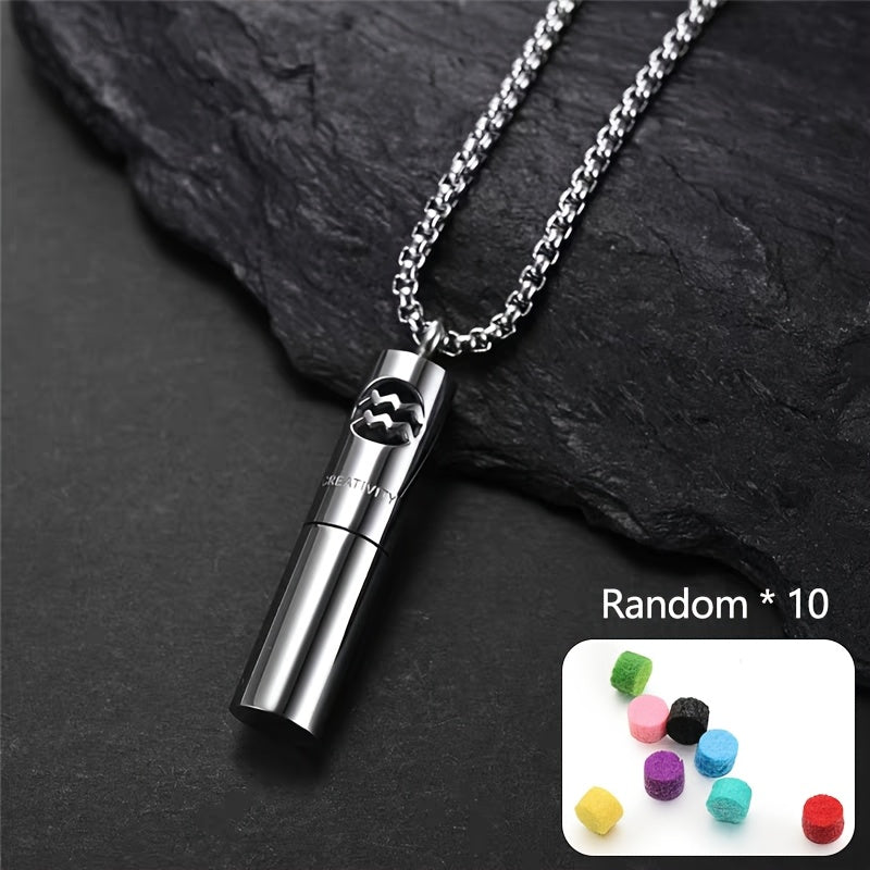 12 Constellation Series Creative Fragrance Necklace - Silver-Tone Perfume Pendant for Emotional Balance & Spiritual Harmony