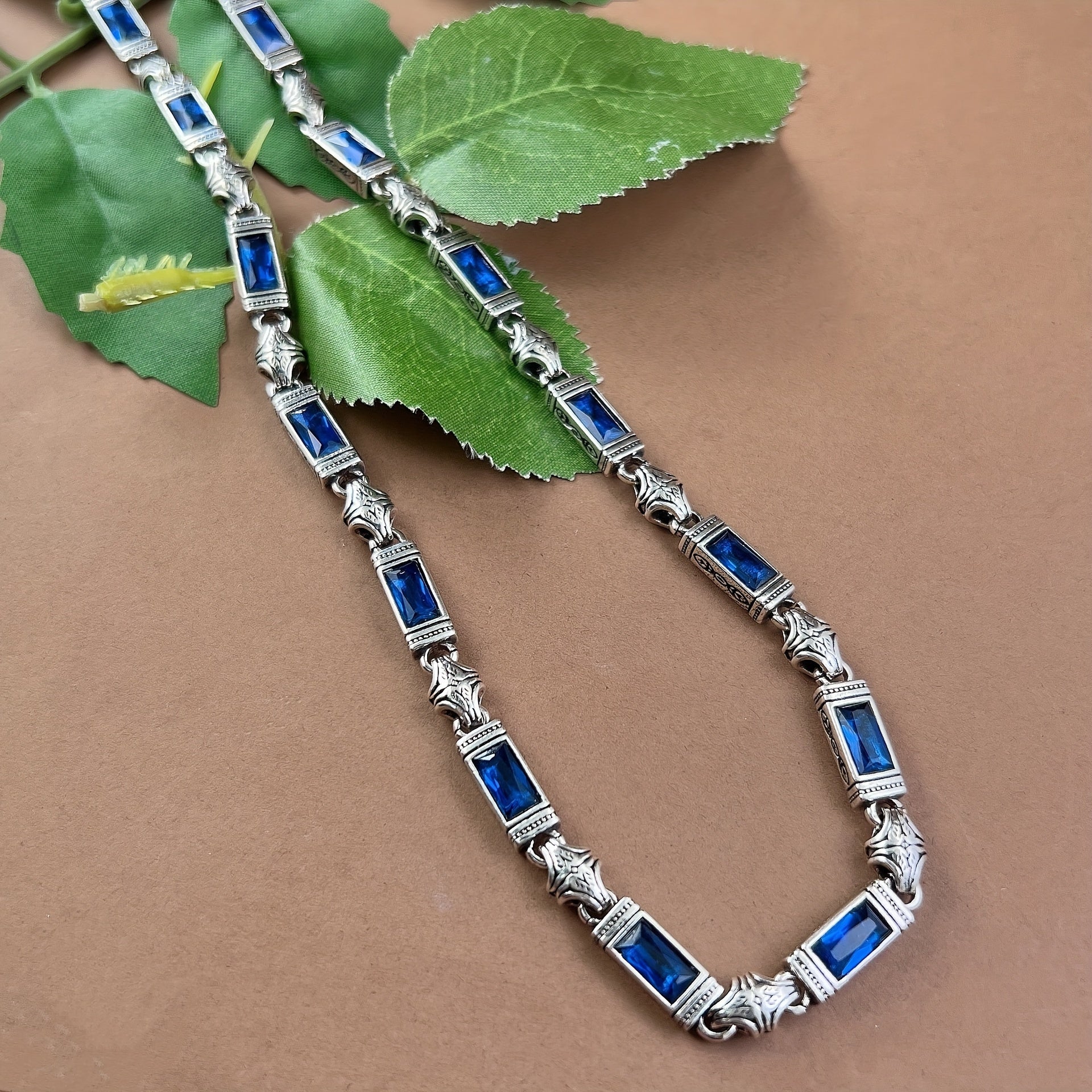 Copper  Grass Choker with Synthetic Blue Gemstones - Energy Enhancing Necklace for Protection & Prosperity