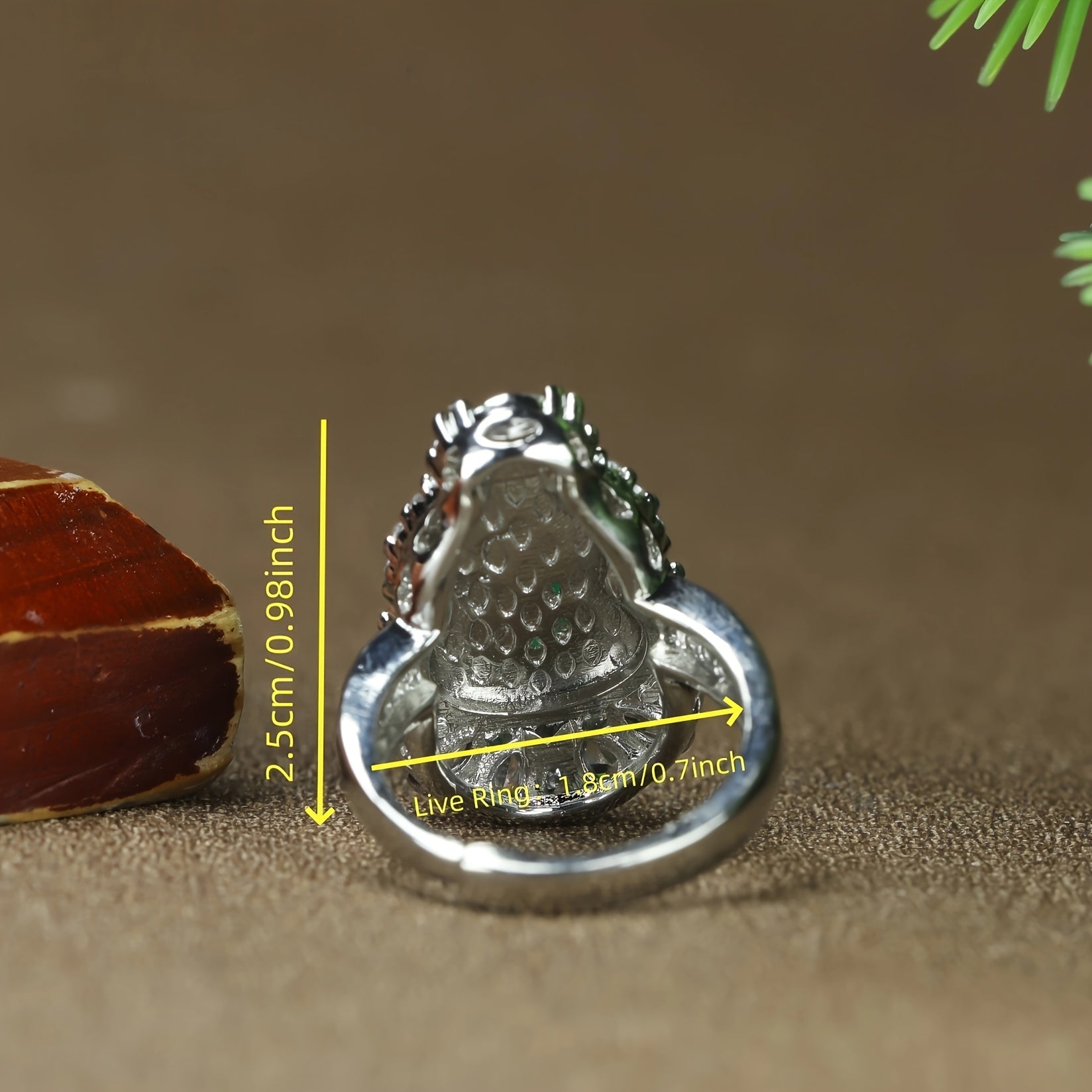 Green Chalcedony Gourd Women's Ring for Vitality & Emotional Balance | Adjustable Statement Jewelry