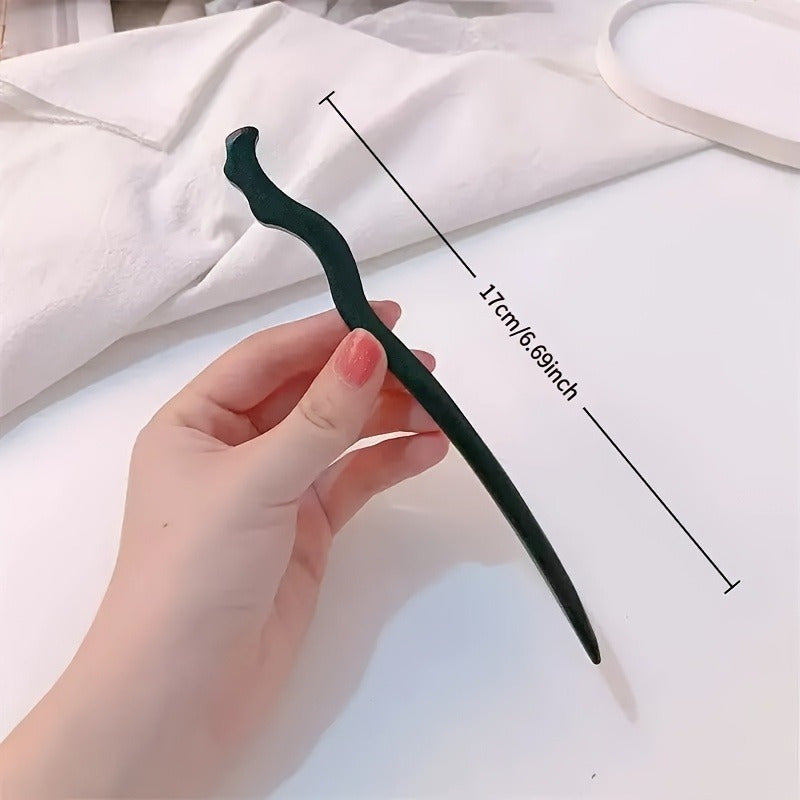 Elegant Black Wooden Hairpin - Classic Hair Clip for Secure Hold & Versatile Styling with Mind-Body-Spirit Balance