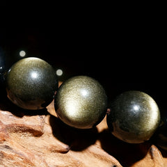 16mm Luxury Golden Obsidian Black Agate Bracelet for Spiritual Protection & Prosperity