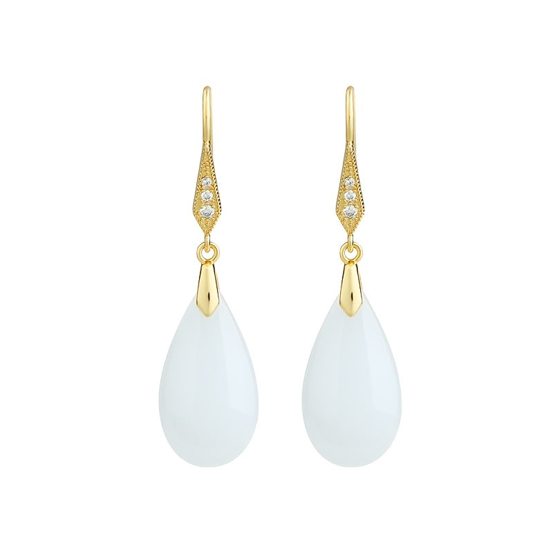 Vintage White Teardrop Earrings for Daily Elegance & Spiritual Harmony