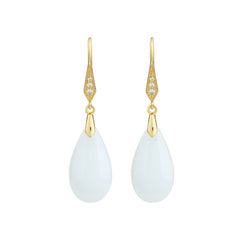 Vintage White Teardrop Earrings for Daily Elegance & Spiritual Harmony