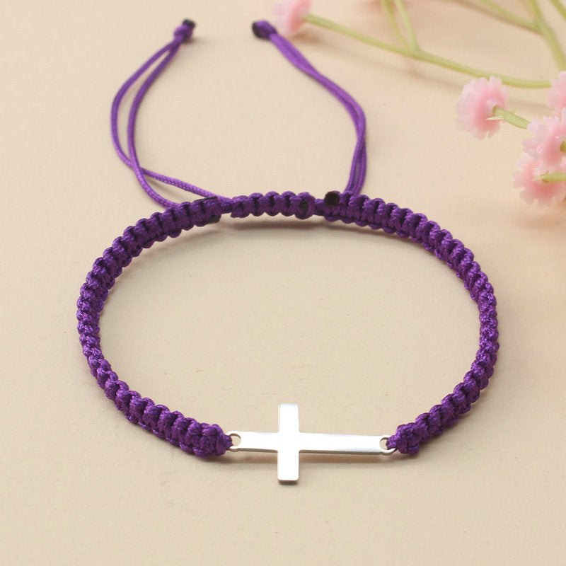 Steel Cross Bracelet - Adjustable Hand Woven Cross for Spiritual Protection & Daily Wear