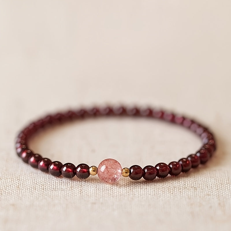 Luxury Red Pomegranate Beaded Bracelet - Energy Harmony & Prosperity