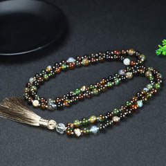 Natural Agate Prayer Mala Necklace - 108 Beads for Spiritual Healing & Daily Wear