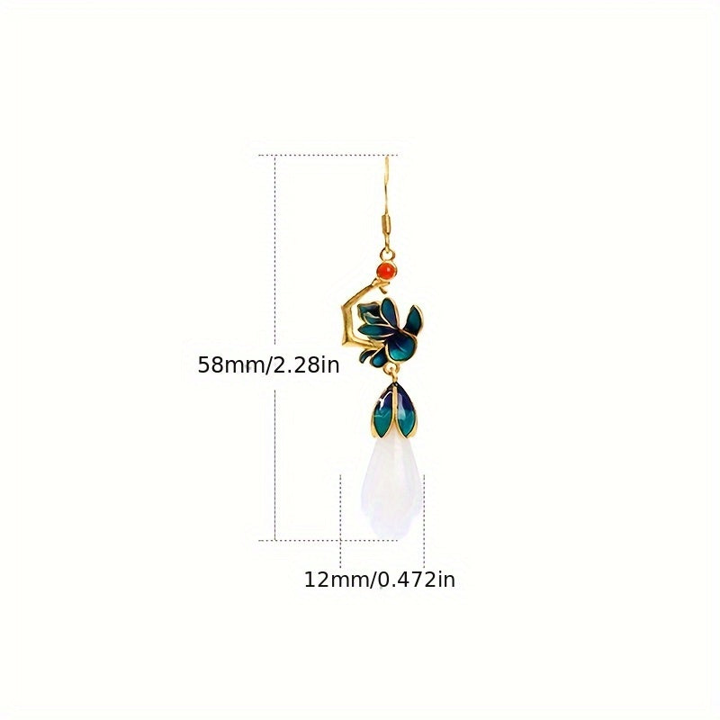 Chinese Enamel Flower Earrings - Eastern Elegance & Harmonious Energy for Daily Wear