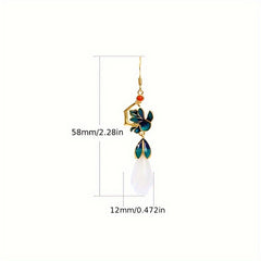 Chinese Enamel Flower Earrings - Eastern Elegance & Harmonious Energy for Daily Wear