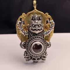 intage Tibetan Dzi Bead Pendant - Garuda Design for Protection & Energy