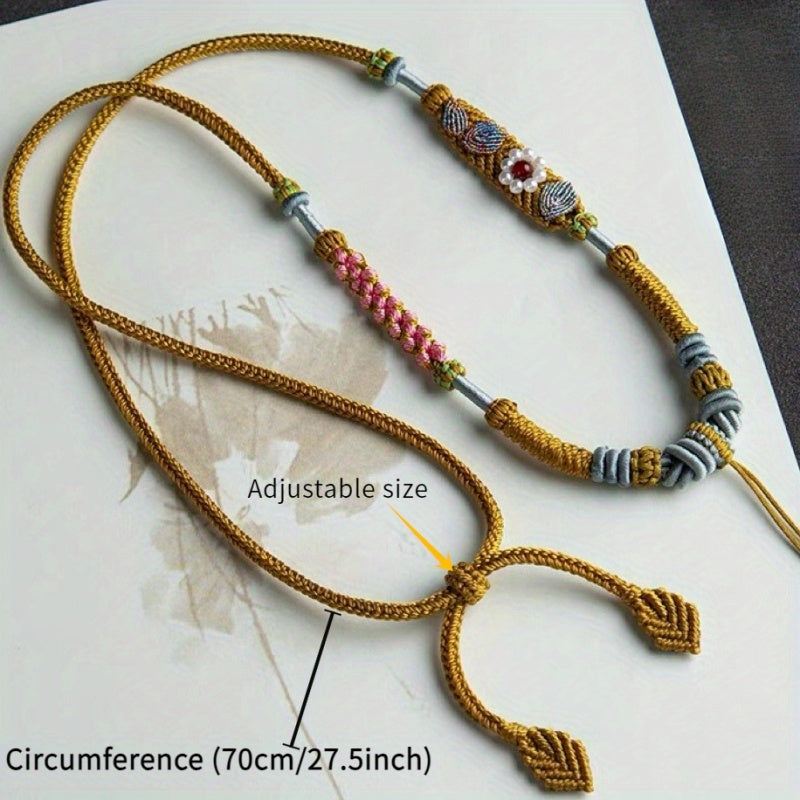 Vibrant Bohemian Hand-Woven Adjustable Necklace — Spiritual Harmony & Energy Balance Amulet