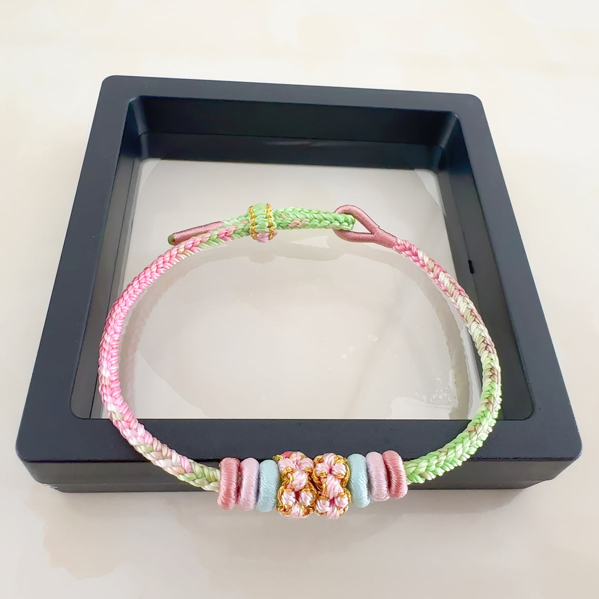 Dragon Boat Festival Peach Blossom Rope Bracelet - Hand-Woven Adjustable Bracelet for Love & Good Luck