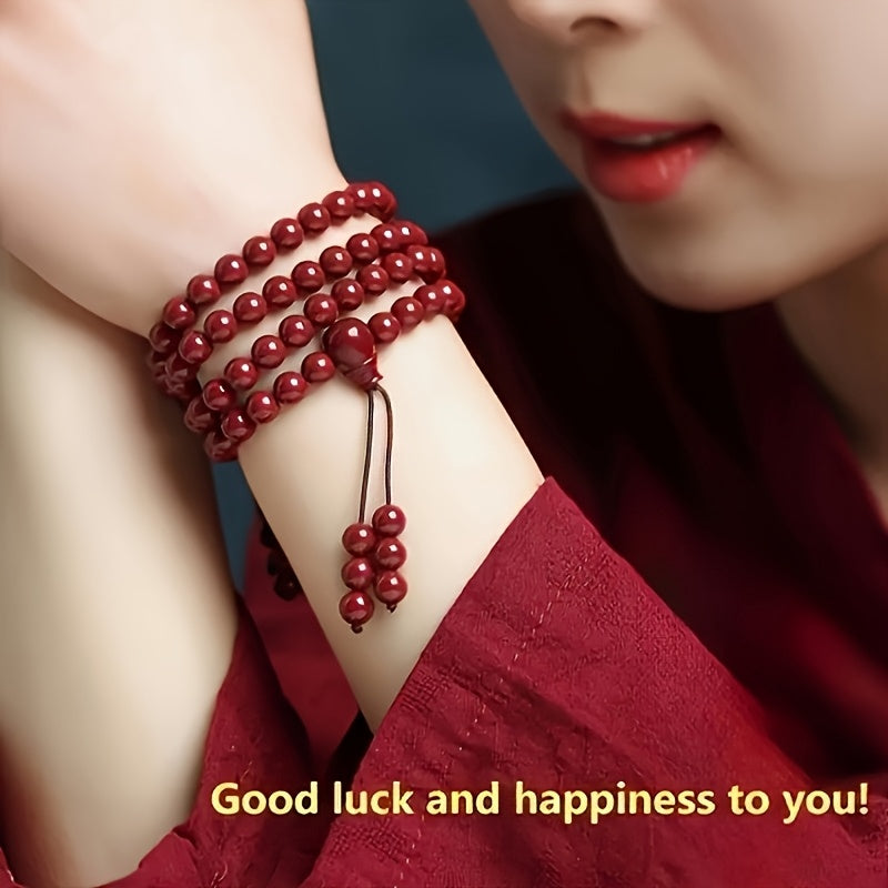 108 Beads Blessing Bracelet: Red Agate Beads for Good Luck & Spiritual Energy