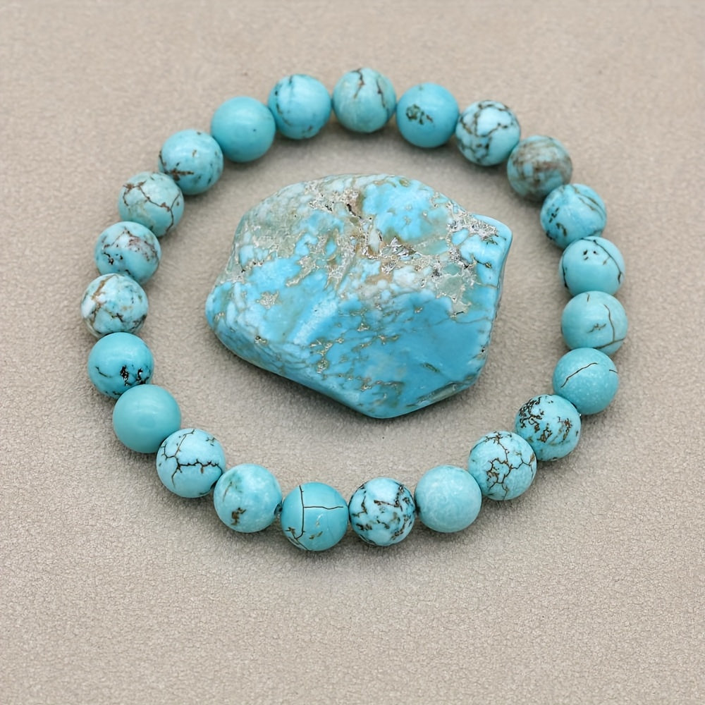 Vintage Turquoise Bracelet - Natural Stone Energy for St. Patrick's Day & Casual Wear