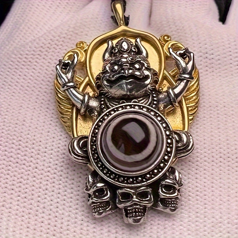 intage Tibetan Dzi Bead Pendant - Garuda Design for Protection & Energy