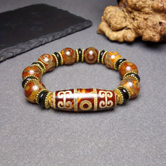 Tibetan Tianyan Agate Dzi Bracelet – Protection, Wisdom & Positive Energy Stone Jewelry for Balance and Spiritual Growth