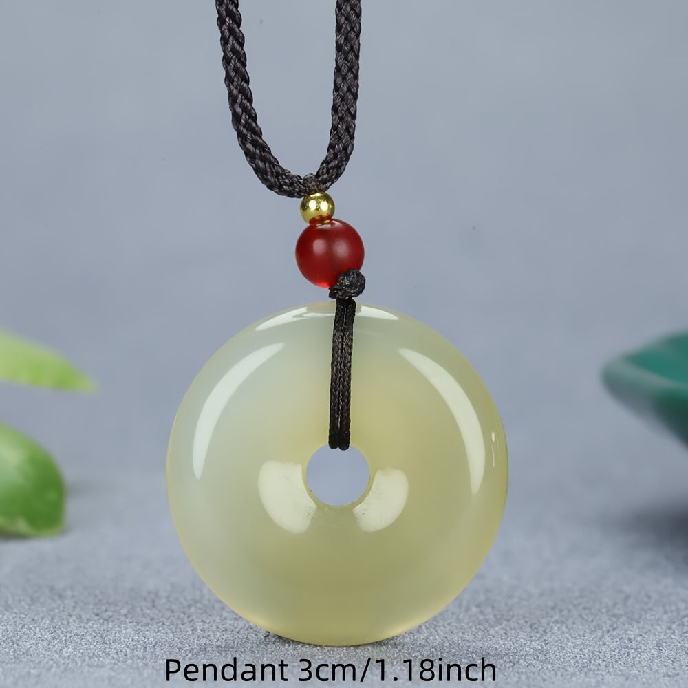 Bohemian Agate Peace Pendant Necklace - White Stone Energy for Casual Wear & Gifting