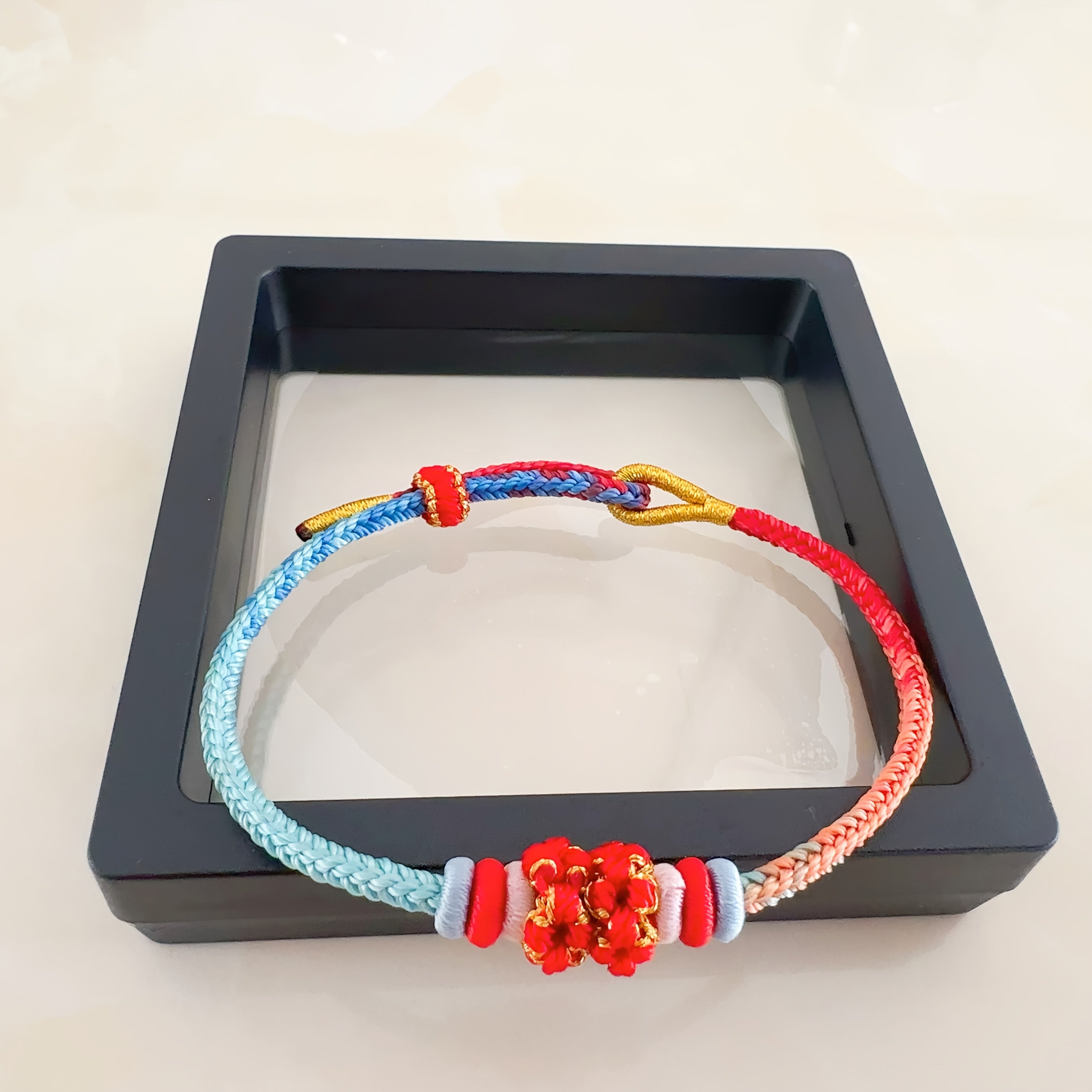 Dragon Boat Festival Peach Blossom Rope Bracelet - Hand-Woven Adjustable Bracelet for Love & Good Luck