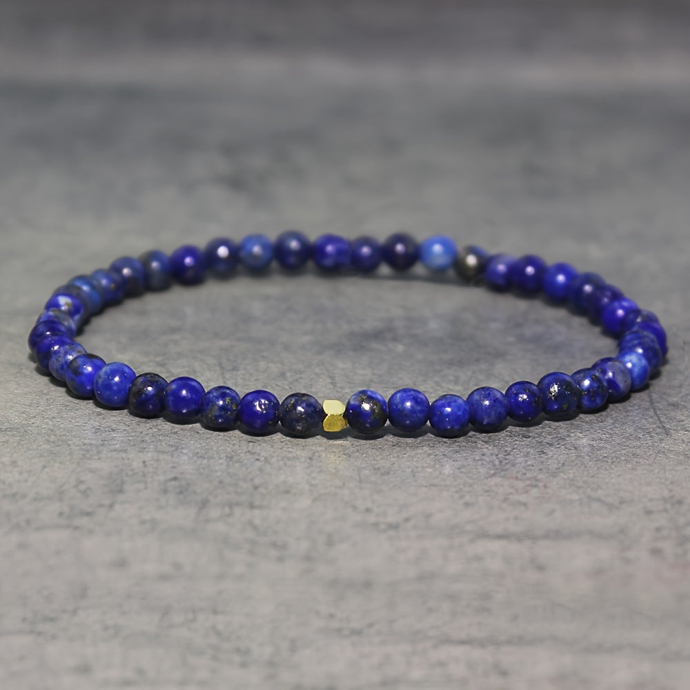 Natural Lapis Lazuli Beaded Stretch Wristband - Boho Style for Daily Wear & Gifting