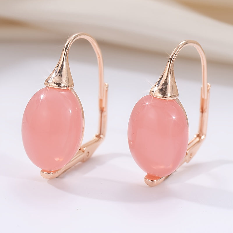 Elegant Pink Opal Earrings with Sparkling Accents: Vintage French Style for Bridal & Spiritual Harmony