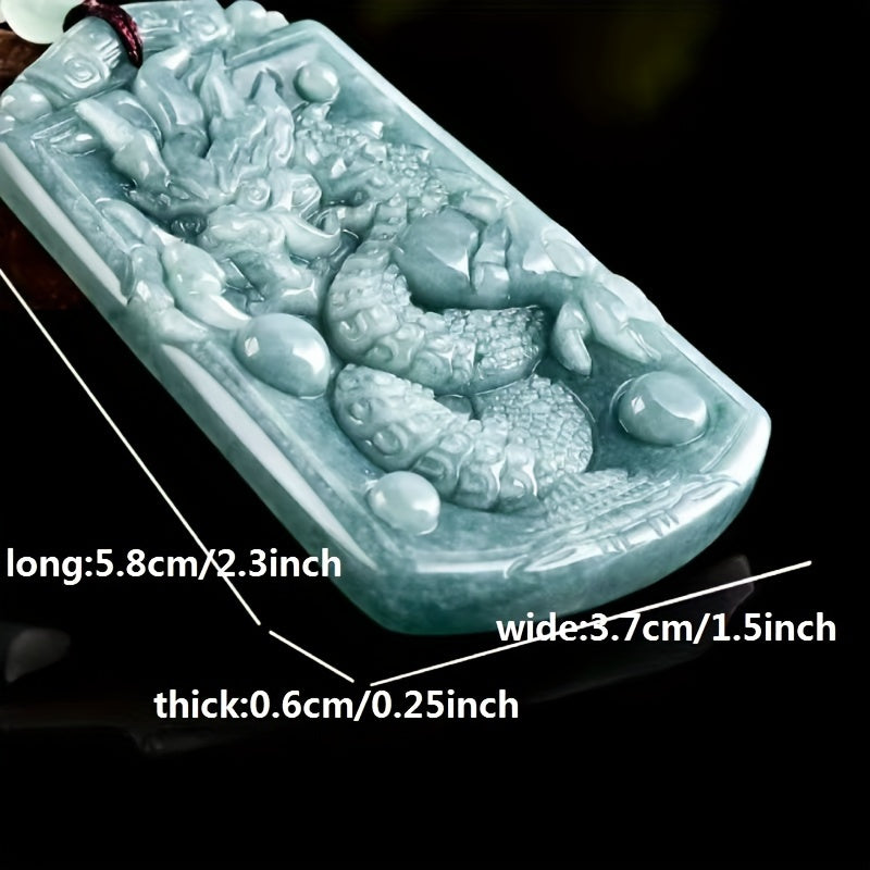 Majestic Dragon Pendant - Light Green Natural Stone Necklace for Prosperity & Harmony