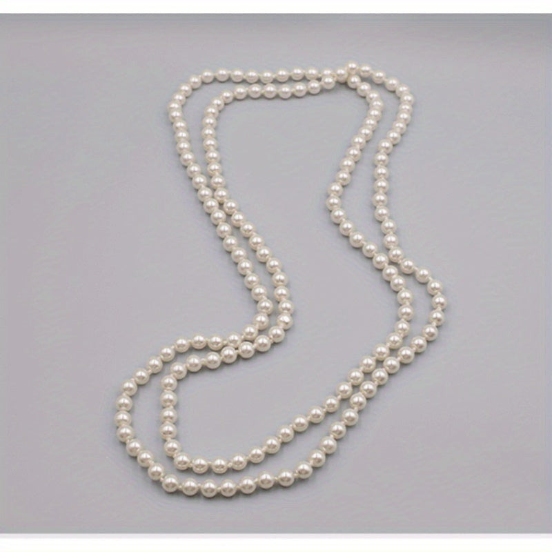 Elegant Long Necklace for Women - Versatile Sweater Chain with Smooth Beads, Timeless Birthday & Anniversary Gift for Her