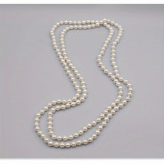 Elegant Long Necklace for Women - Versatile Sweater Chain with Smooth Beads, Timeless Birthday & Anniversary Gift for Her