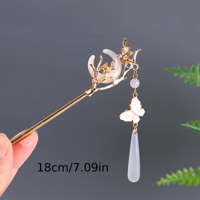 Butterfly Water Drop Hairpin - Ancient Style Tassel Accessory for Mind-Body-Spirit Balance