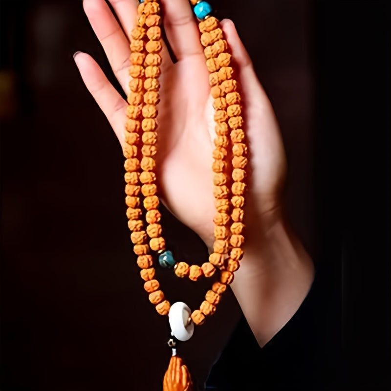 Vintage Natural Agate Bead Bracelet - 11mm Beads with Buddha Hand Pendant for Daily Protection