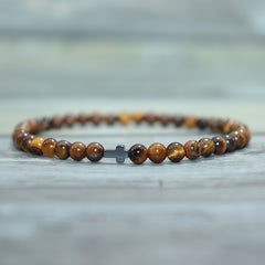 Men's Handmade Blue Stone & Black Cross Bracelet - Spiritual Protection & Stylish Daily Wear