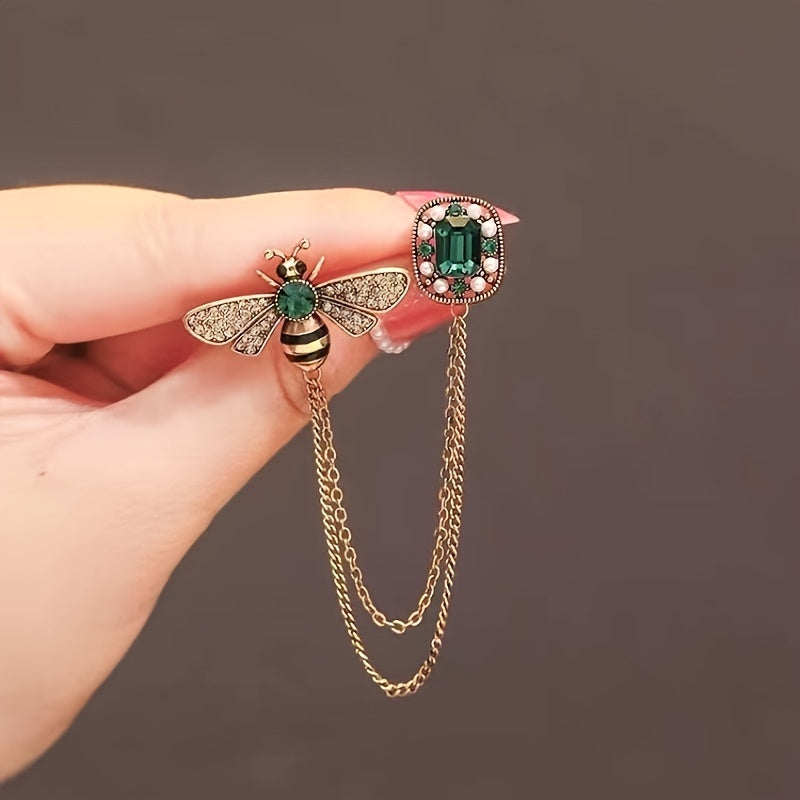 Elegant Bee & Rhinestone Brooch Pin with Positive Energy - Versatile Chic Outdoor Accessory