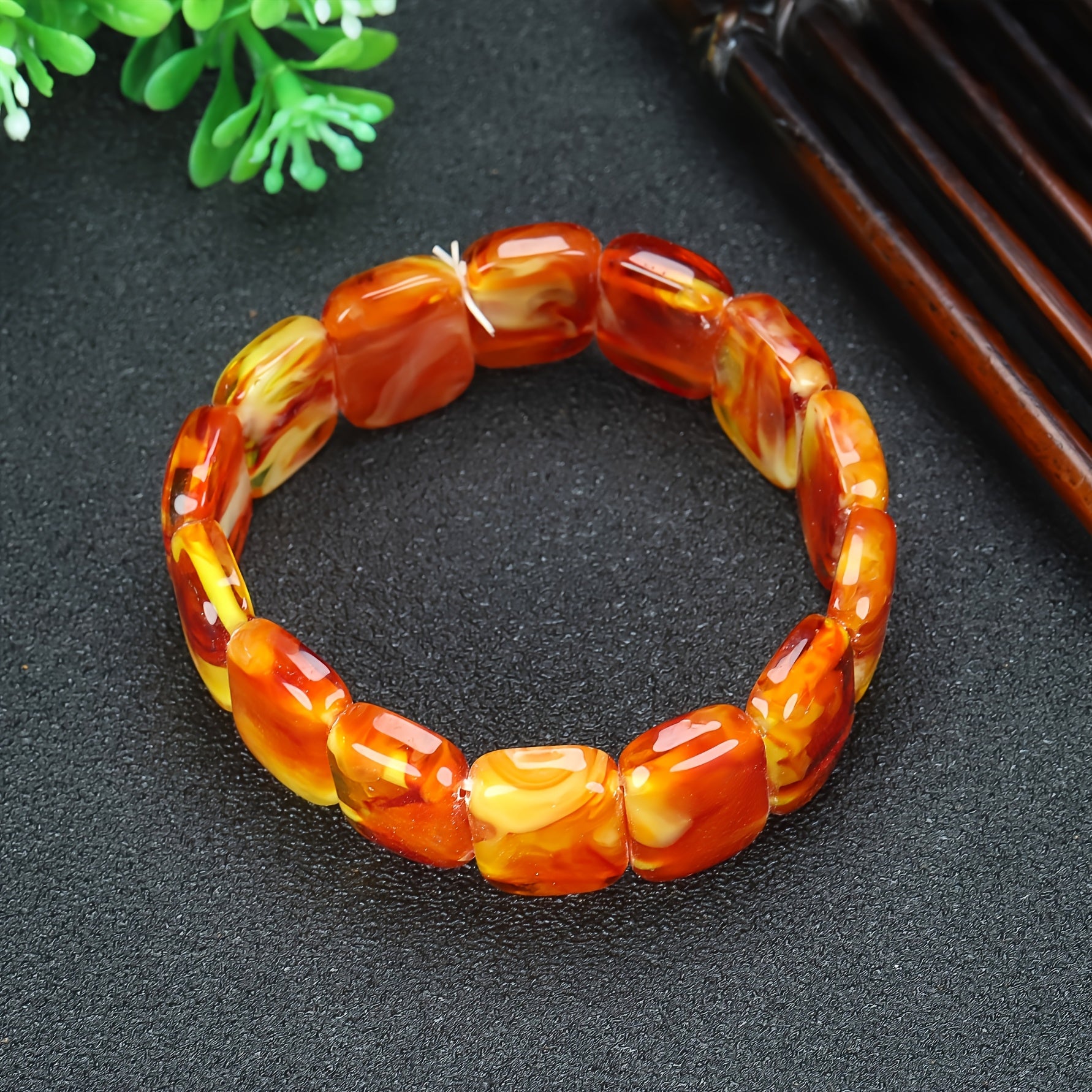 Natural Blood Silk Peridot Beaded Bracelet for Abundance & Emotional Healing